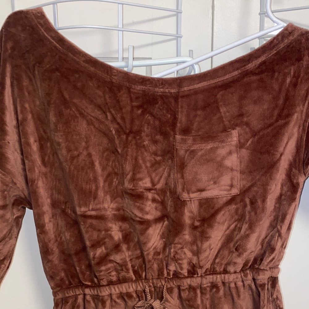 Fashion Nova Medium Brown Velour Romper Suit - Picture 3 of 14